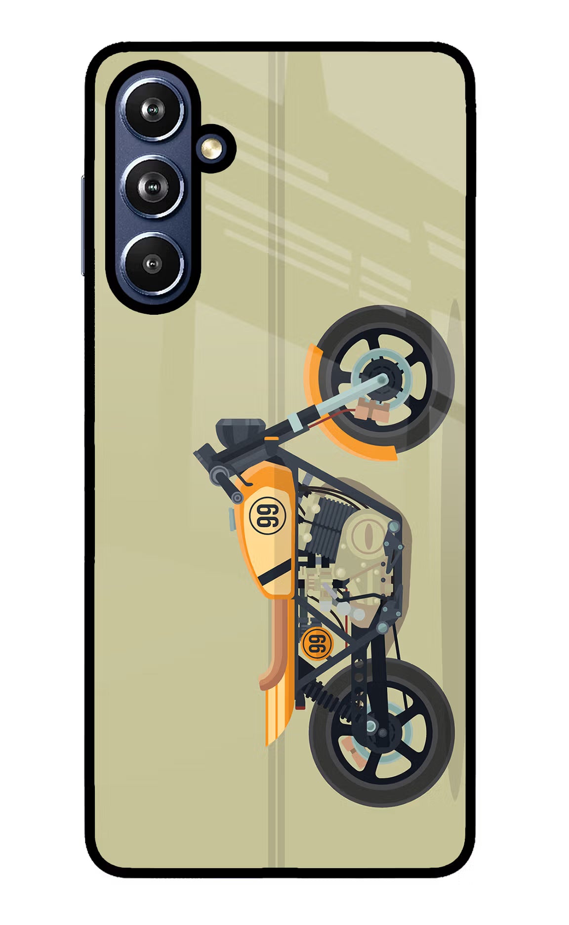 Vertical Speedster Samsung F54 5G Glass Case Back Cover by Casekaro