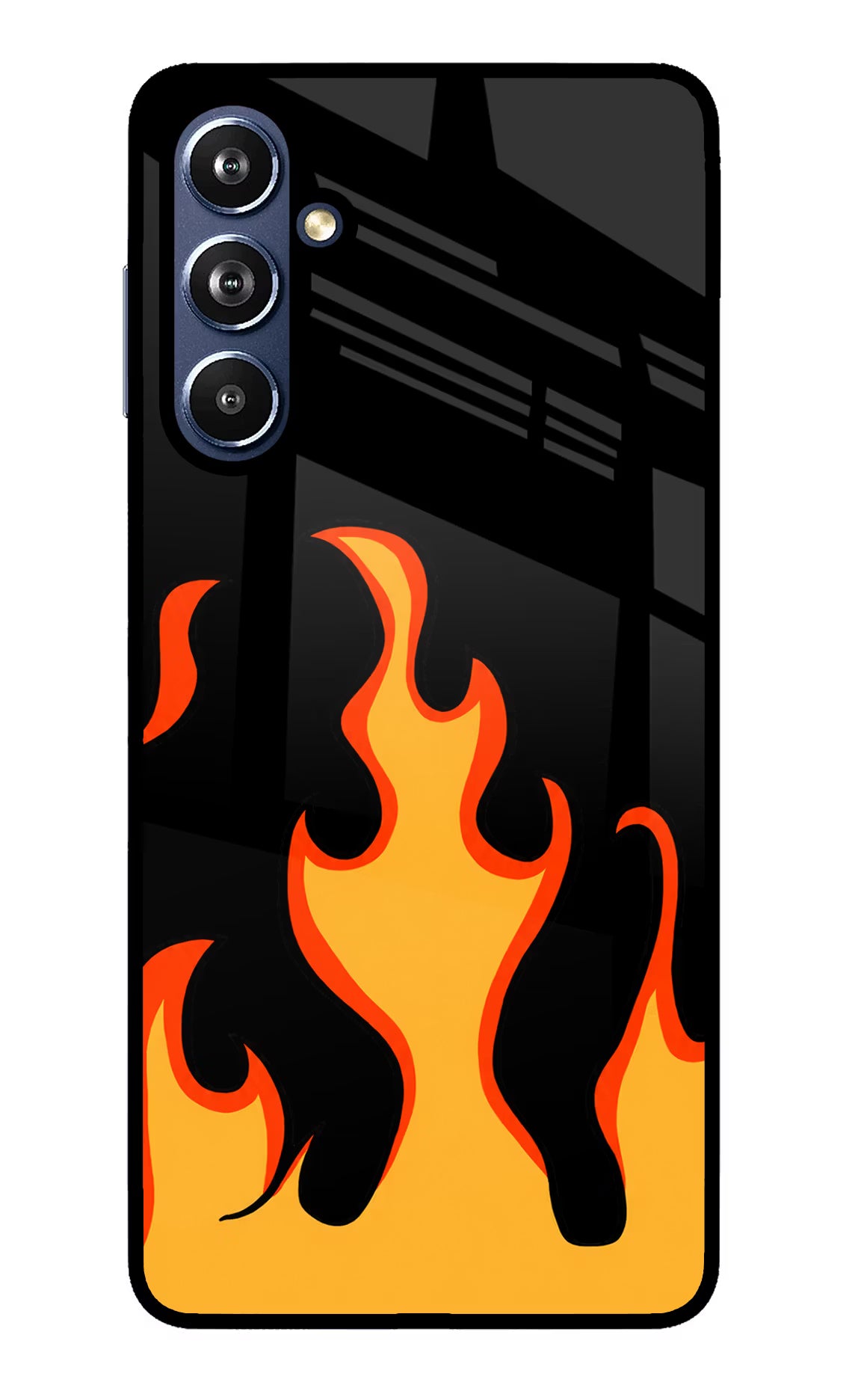 Fired Up – Black Samsung F54 5G Glass Case Back Cover by Casekaro