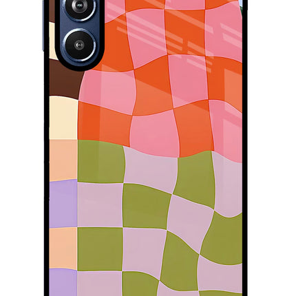 Wavy Grid Samsung F54 5G Glass Case Back Cover by Casekaro
