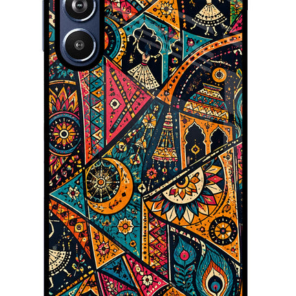 Folk Print Samsung F54 5G Glass Case
