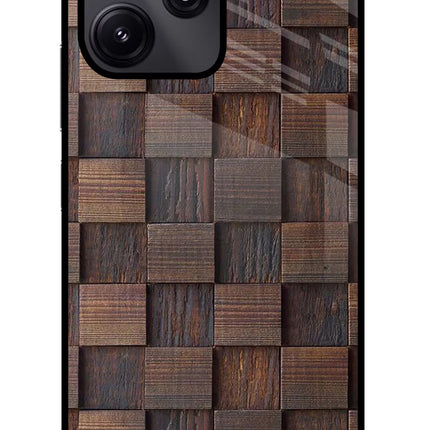 Wooden Cube Design Poco M6 Pro 5G Glass Case