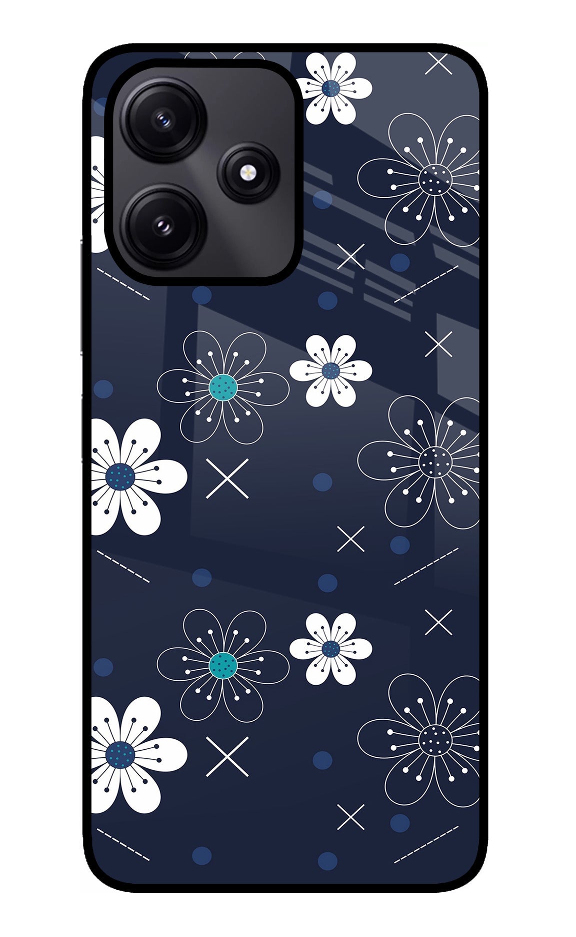 Flowers Poco M6 Pro 5G Glass Case