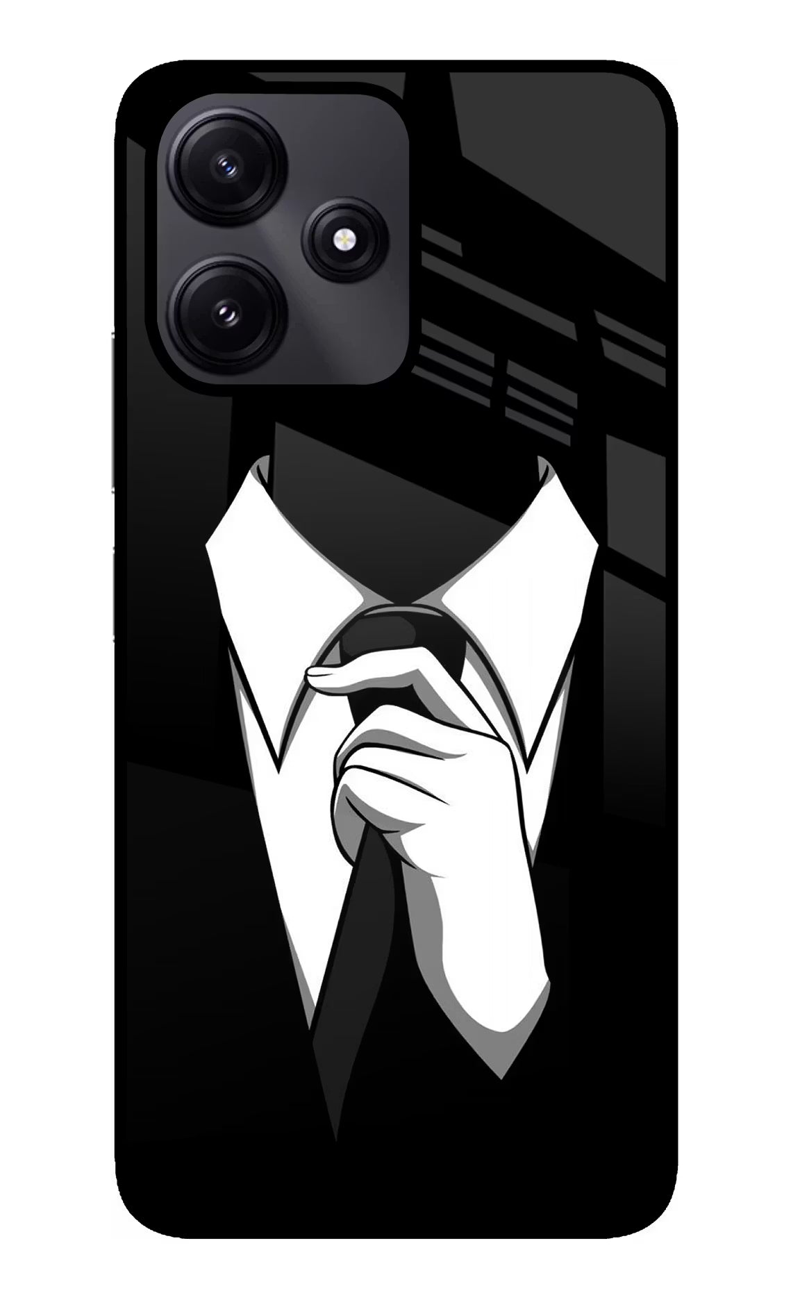 Black Tie Poco M6 Pro 5G Glass Case Back Cover by Casekaro