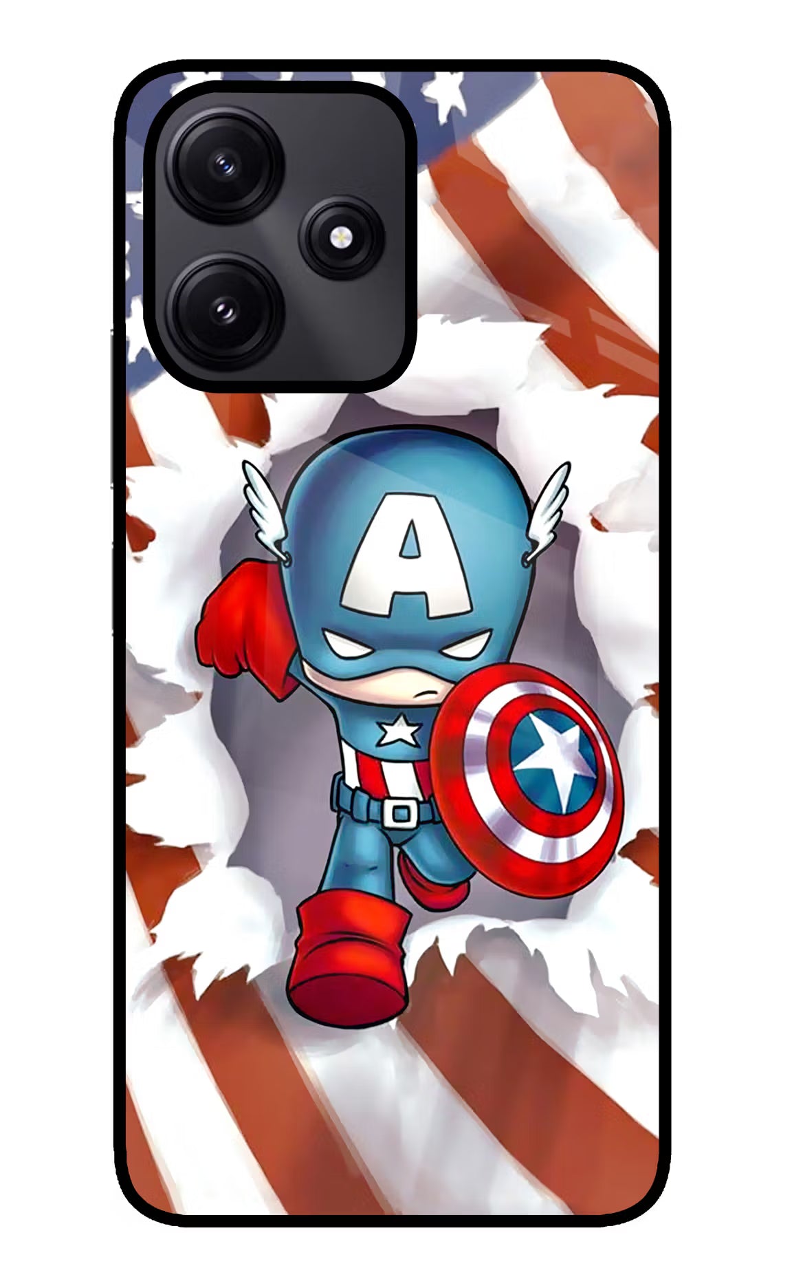 Captain America Poco M6 Pro 5G Glass Case Back Cover by Casekaro