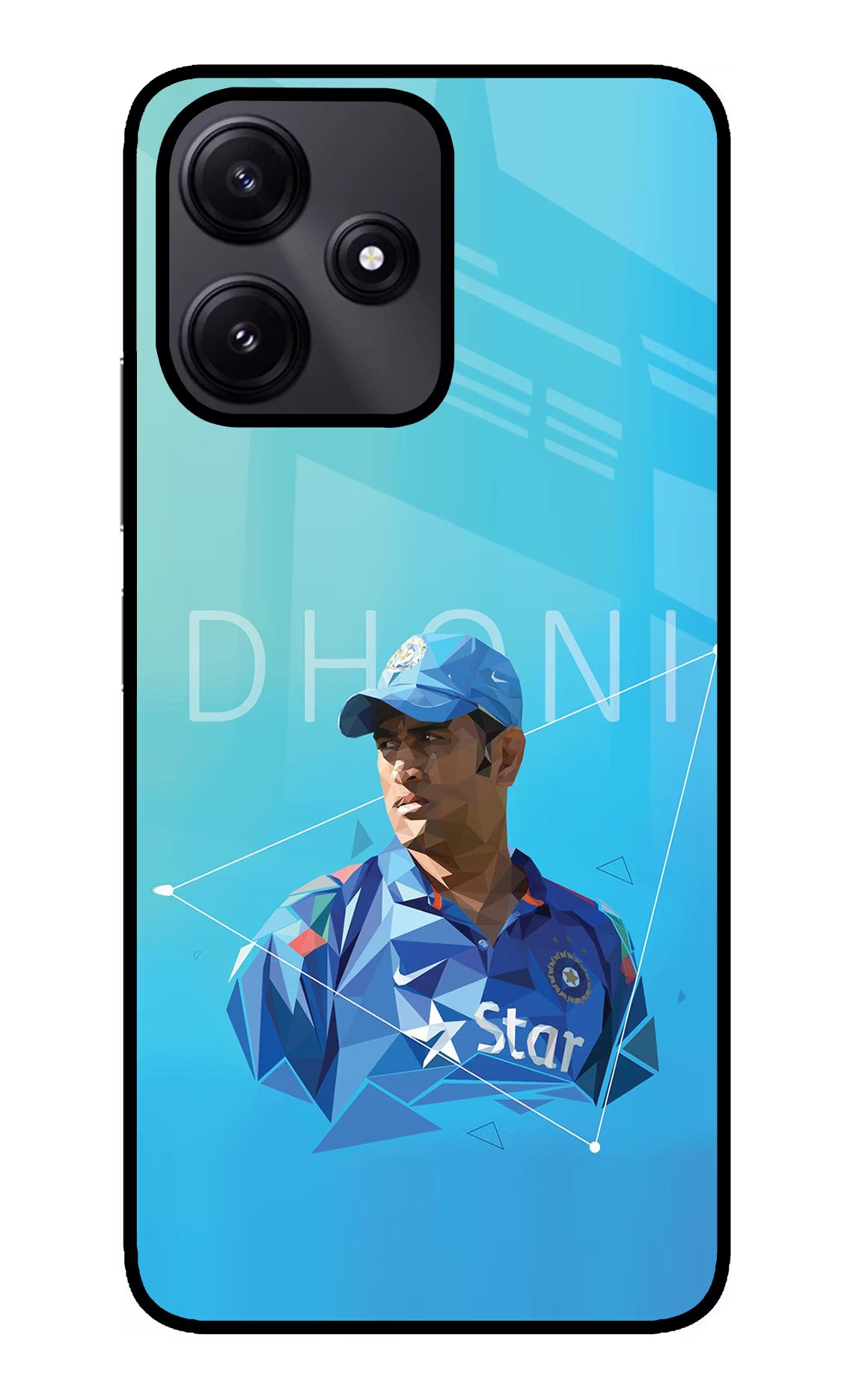 Dhoni Artwork Poco M6 Pro 5G Glass Case Back Cover by Casekaro