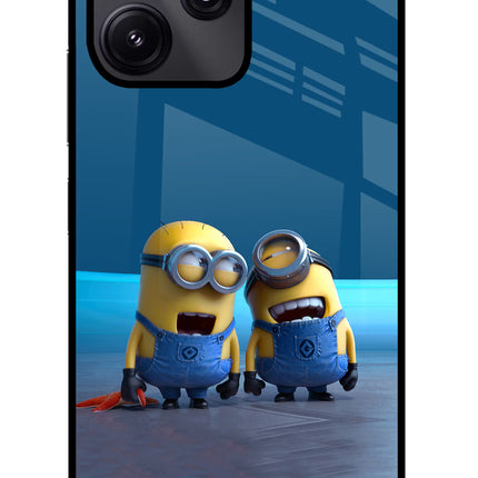 Minion Laughing Poco M6 Pro 5G Glass Case Back Cover by Casekaro