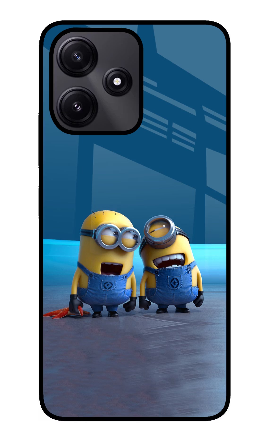 Minion Laughing Poco M6 Pro 5G Glass Case Back Cover by Casekaro