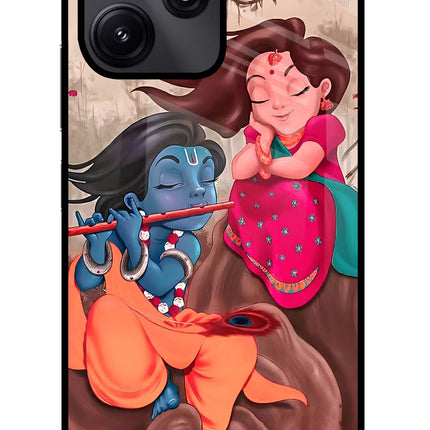 Radhe Krishna Poco M6 Pro 5G Glass Case Back Cover by Casekaro