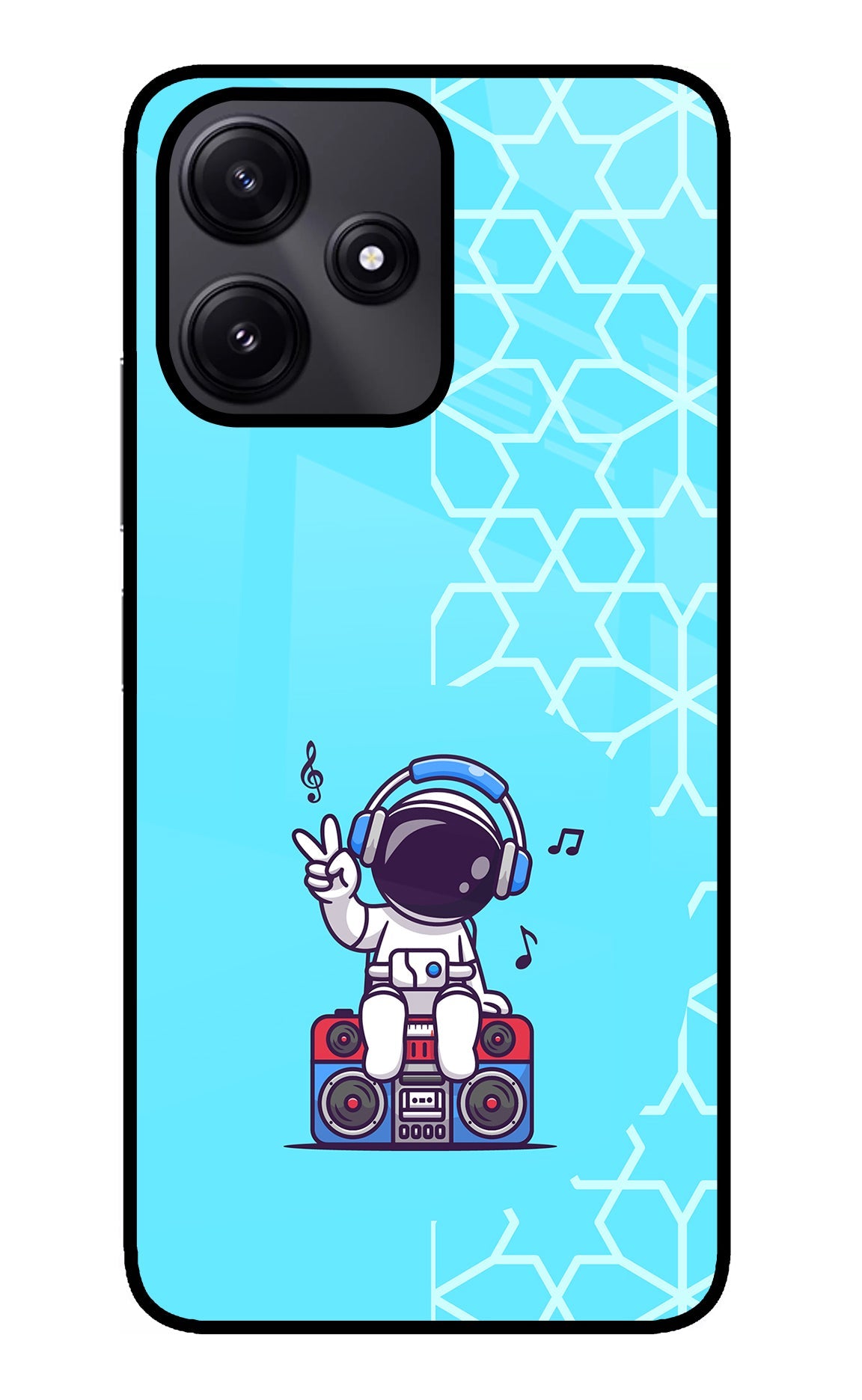 Cute Astronaut Chilling Poco M6 Pro 5G Glass Case