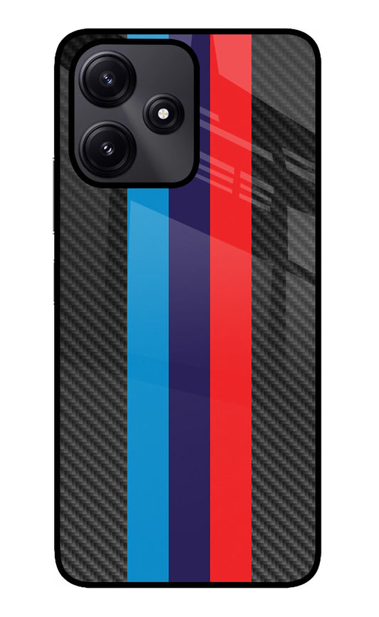 BMW Stripes Pattern Poco M6 Pro 5G Glass Case