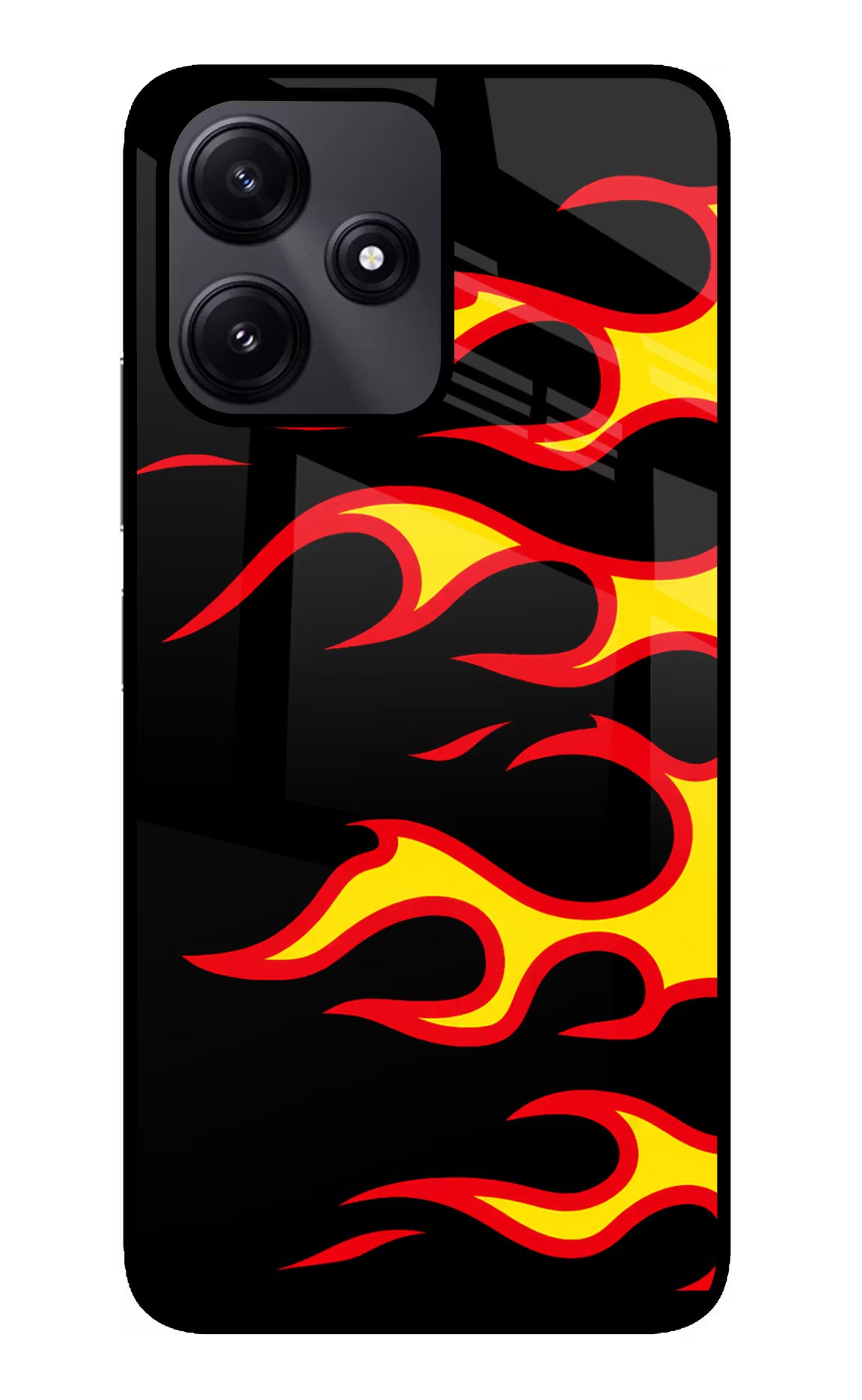 Side Sweep Flames Poco M6 Pro 5G Glass Case Back Cover by Casekaro