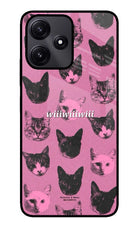 Pink Cats Poco M6 Pro 5G Glass Case