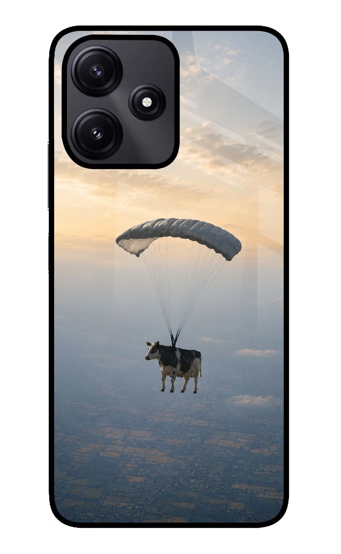 Skydiving Cow Poco M6 Pro 5G Glass Case