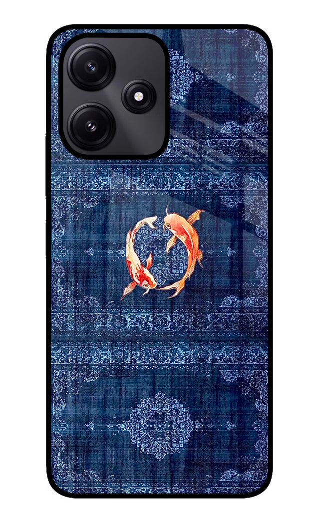 Koi Blue Poco M6 Pro 5G Glass Case