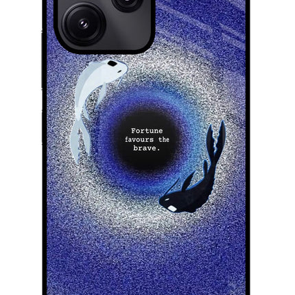 Dark Koi Poco M6 Pro 5G Glass Case Back Cover by Casekaro