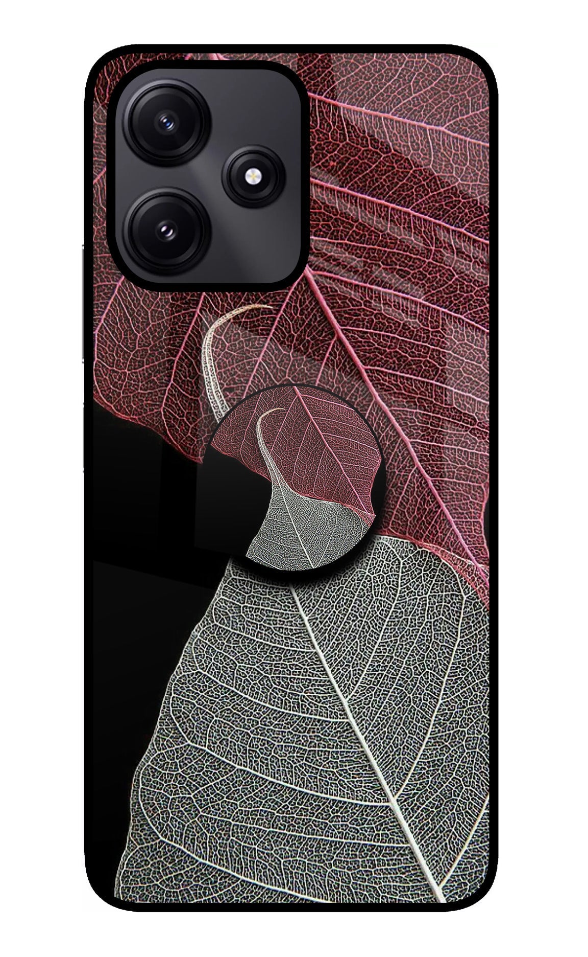 Leaf Pattern Poco M6 Pro 5G Glass Case