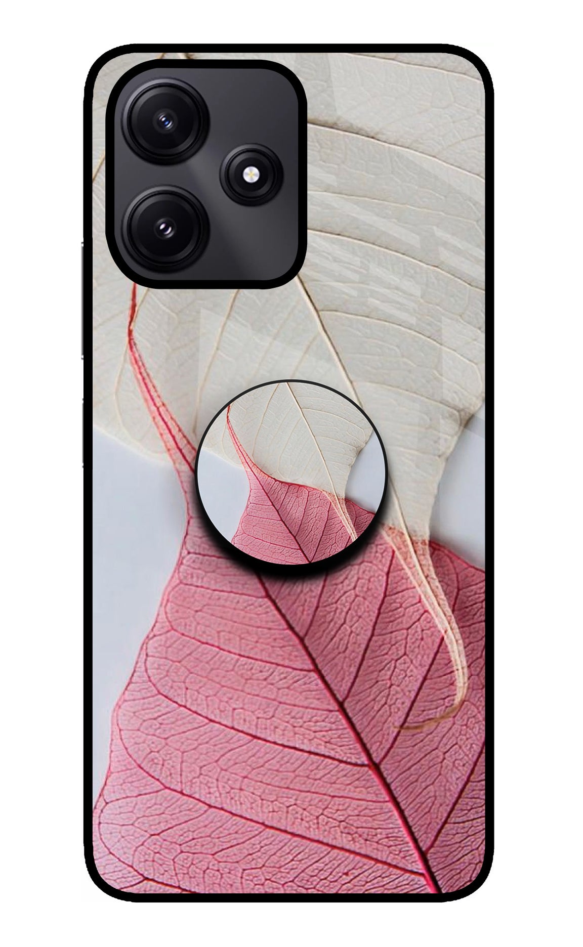 White Pink Leaf Poco M6 Pro 5G Pop Case