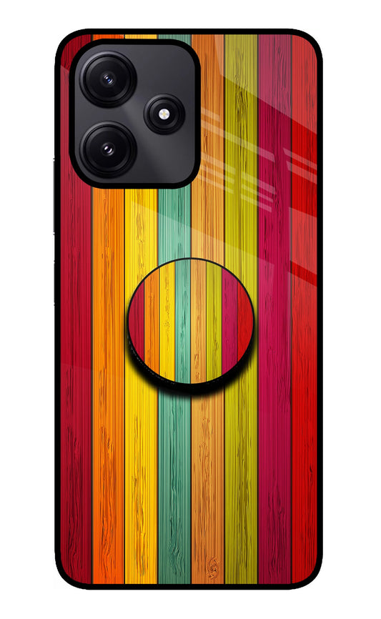 Multicolor Wooden Poco M6 Pro 5G Glass Case