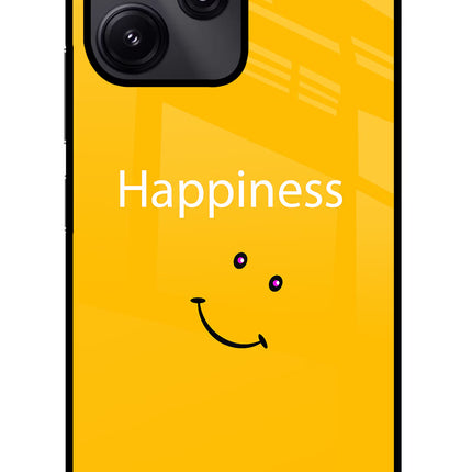Happiness With Smiley Redmi 12 5G Glass Case Back Cover by Casekaro
