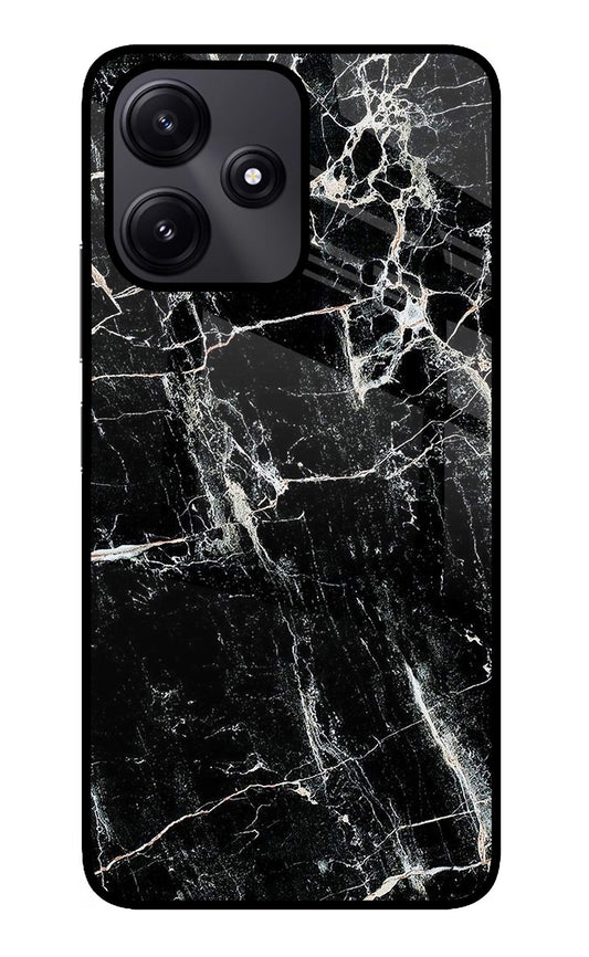 Black Marble Texture Redmi 12 5G Glass Case