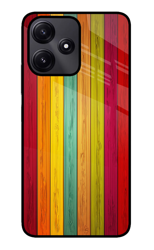 Multicolor Wooden Redmi 12 5G Glass Case