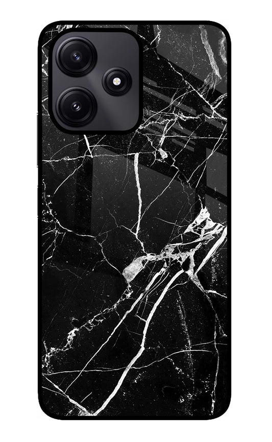 Black Marble Pattern Redmi 12 5G Glass Case