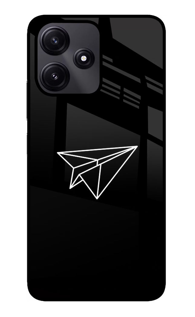 Paper Plane White Redmi 12 5G Glass Case