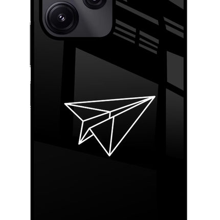 Paper Plane White Redmi 12 5G Glass Case Back Cover by Casekaro