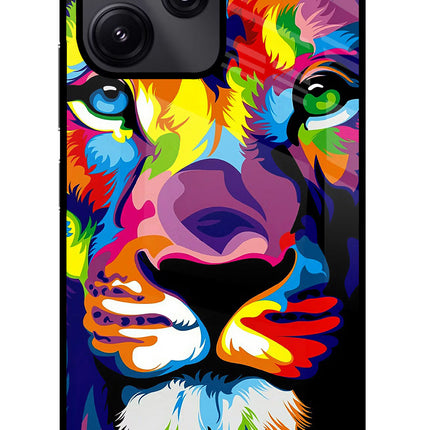 Lion Redmi 12 5G Glass Case Back Cover by Casekaro