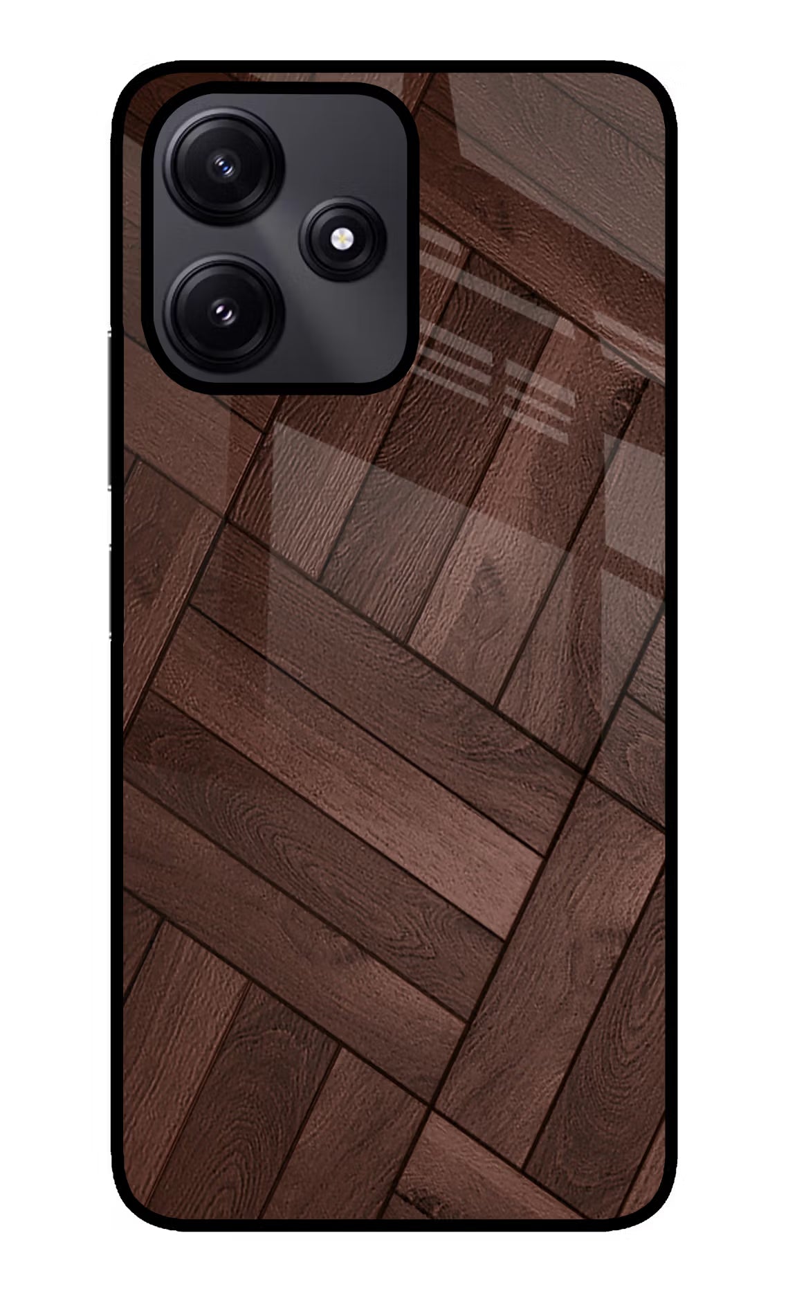 Wooden Texture Design Redmi 12 5G Glass Case Back Cover by Casekaro