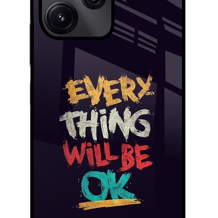 Everything Will Be Ok Redmi 12 5G Glass Case Back Cover by Casekaro