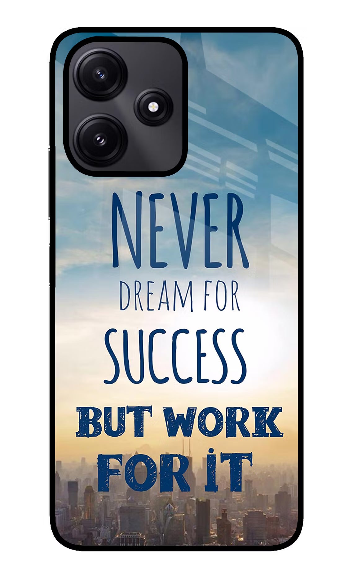 Never Dream For Success But Work For It Redmi 12 5G Glass Case Back Cover by Casekaro