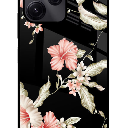 Flowers Redmi 12 5G Glass Case Back Cover by Casekaro