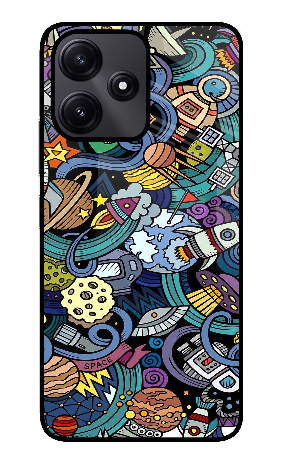 Space Abstract Redmi 12 5G Glass Case Back Cover by Casekaro
