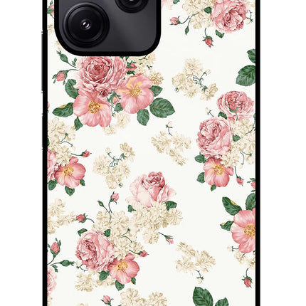 Flowers Redmi 12 5G Glass Case Back Cover by Casekaro