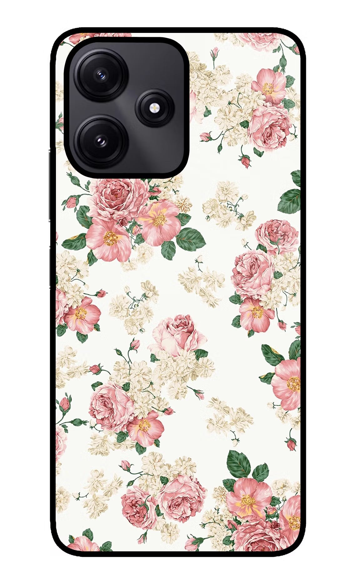 Flowers Redmi 12 5G Glass Case Back Cover by Casekaro