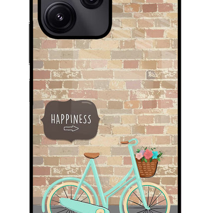 Happiness Artwork Redmi 12 5G Glass Case Back Cover by Casekaro