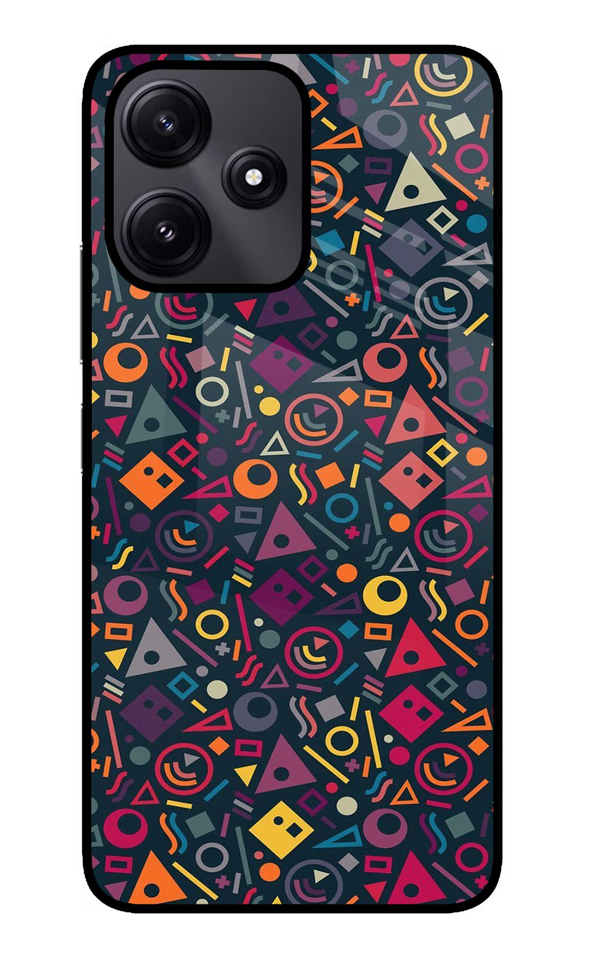Geometric Abstract Redmi 12 5G Glass Case Back Cover by Casekaro