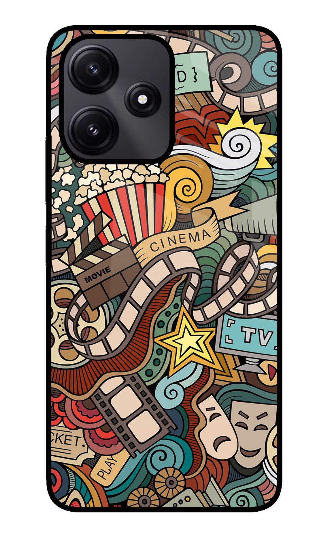 Cinema Abstract Redmi 12 5G Glass Case Back Cover by Casekaro