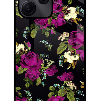 Flowers Redmi 12 5G Glass Case Back Cover by Casekaro