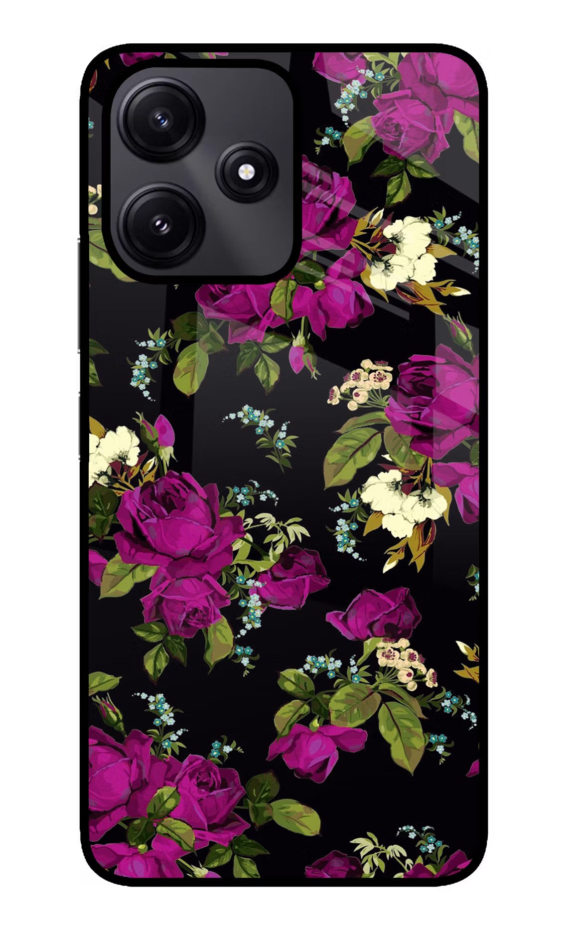 Flowers Redmi 12 5G Glass Case Back Cover by Casekaro