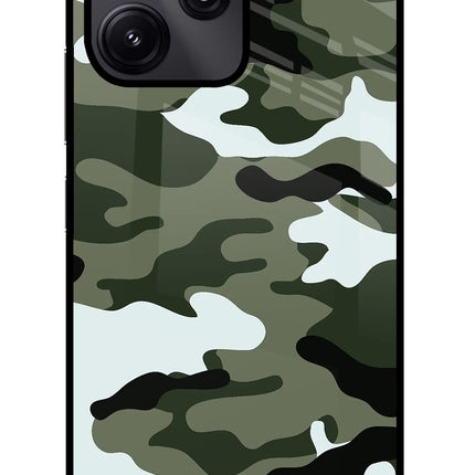Camouflage Redmi 12 5G Glass Case Back Cover by Casekaro