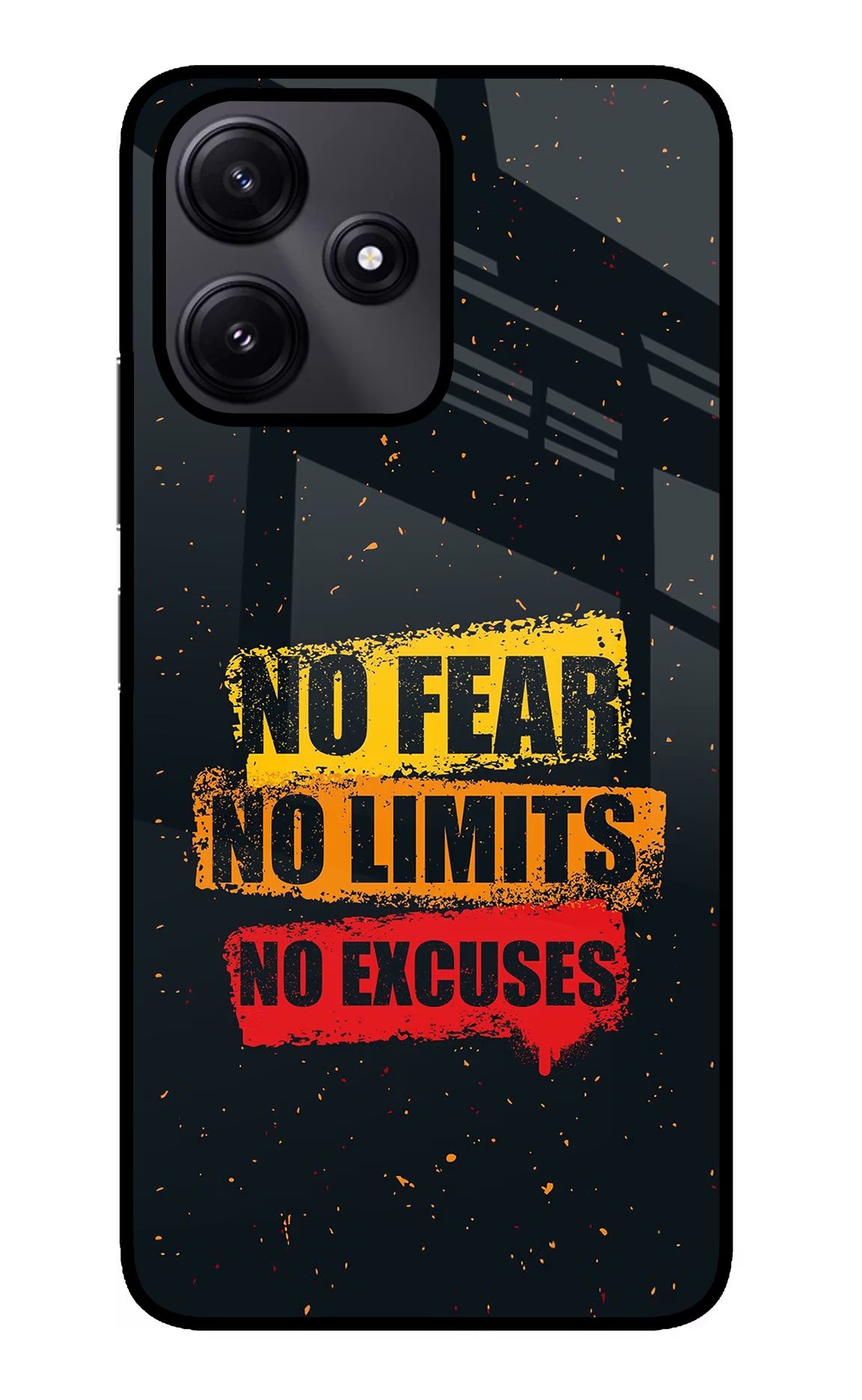 No Fear No Limits No Excuse Redmi 12 5G Glass Case Back Cover by Casekaro