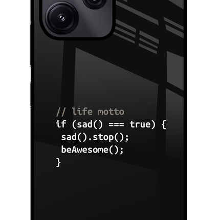Life Motto Code Redmi 12 5G Glass Case Back Cover by Casekaro