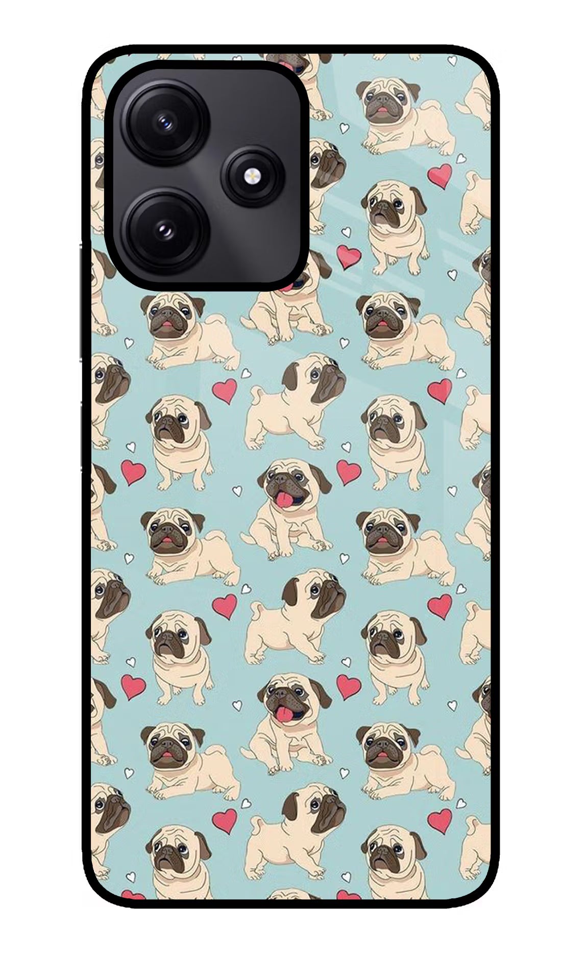 Pug Dog Redmi 12 5G Glass Case Back Cover by Casekaro