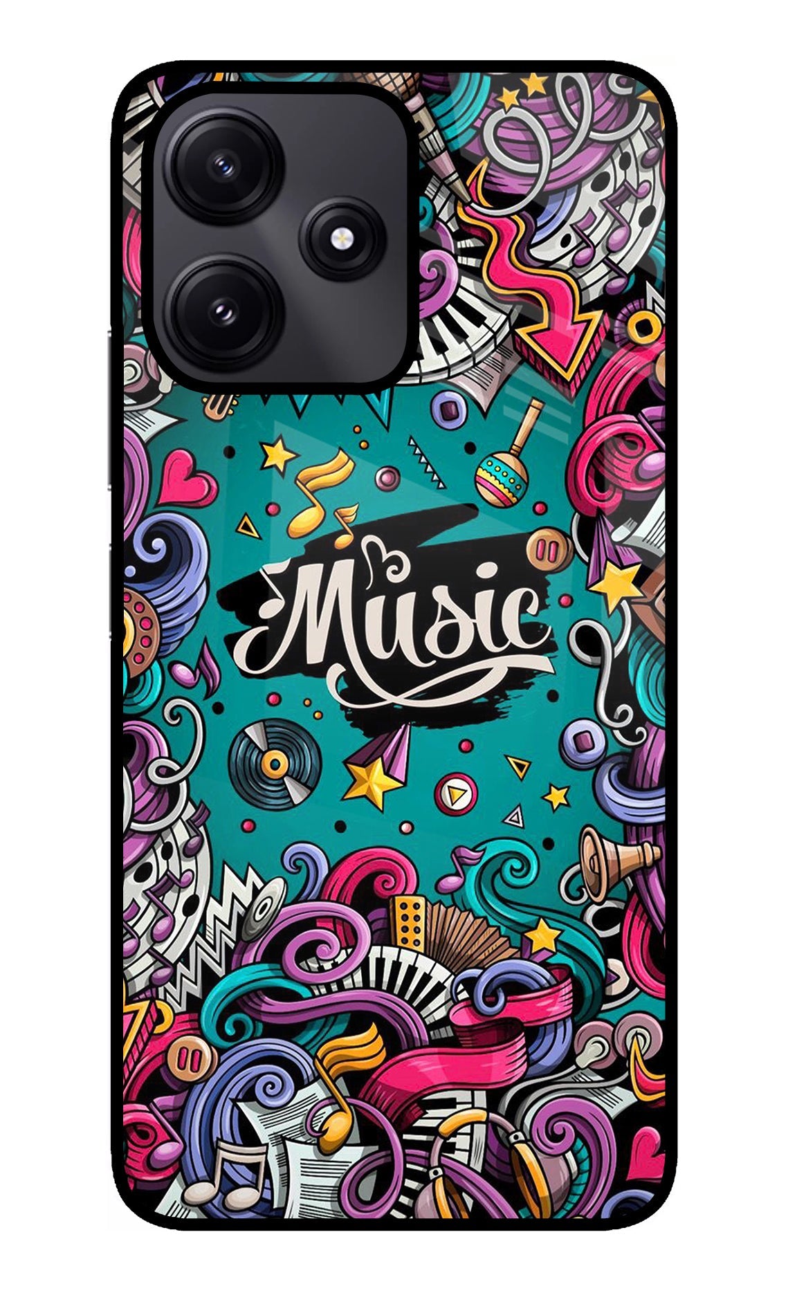 Music Graffiti Redmi 12 5G Glass Case