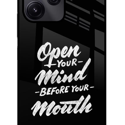Open Your Mind Before Your Mouth Redmi 12 5G Glass Case Back Cover by Casekaro