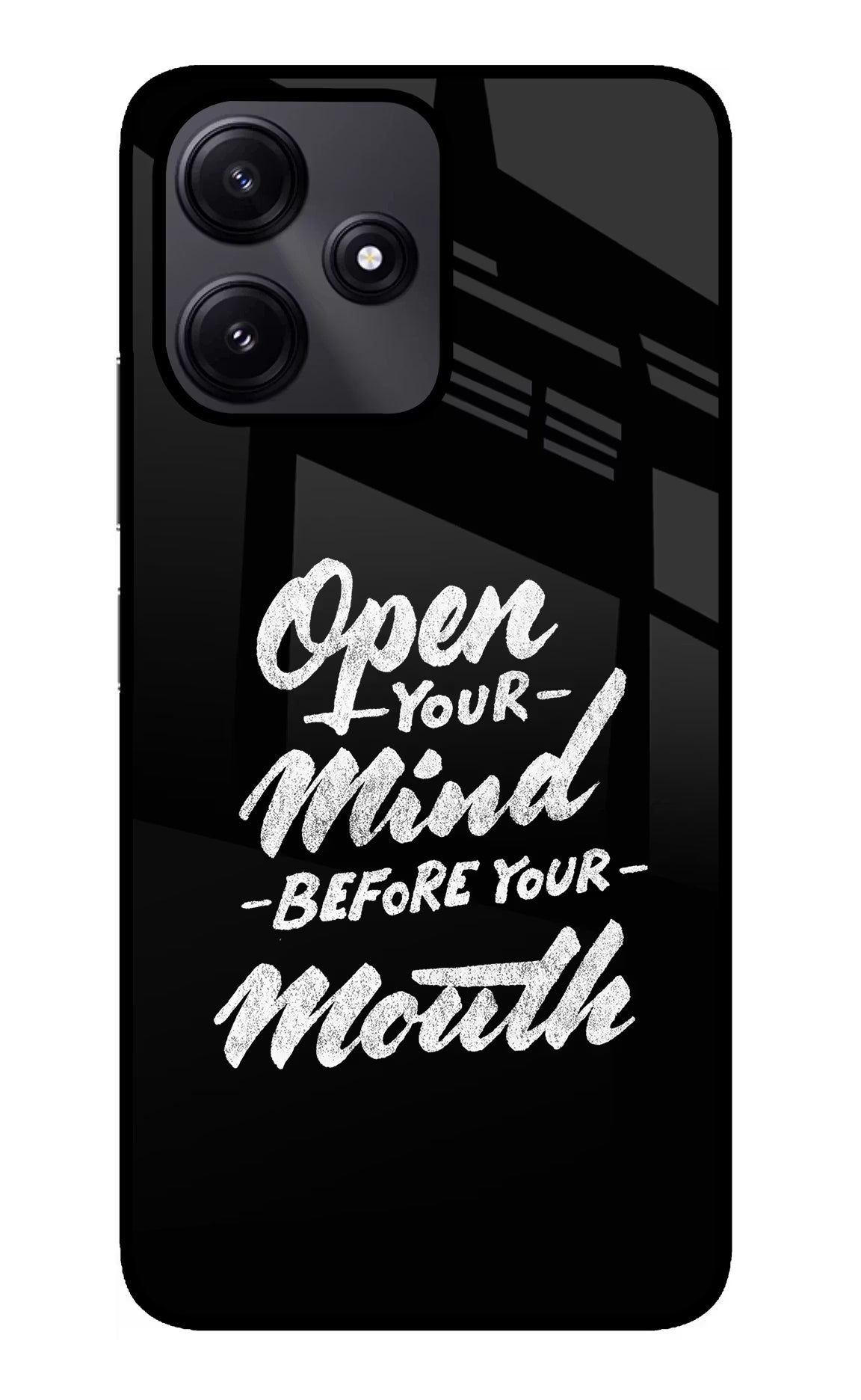 Open Your Mind Before Your Mouth Redmi 12 5G Glass Case Back Cover by Casekaro