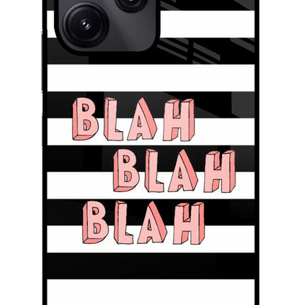 Blah Blah Blah Redmi 12 5G Glass Case Back Cover by Casekaro