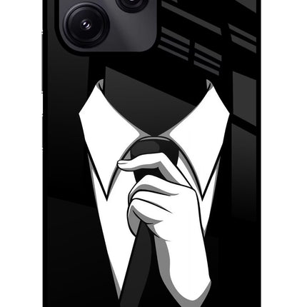 Black Tie Redmi 12 5G Glass Case Back Cover by Casekaro